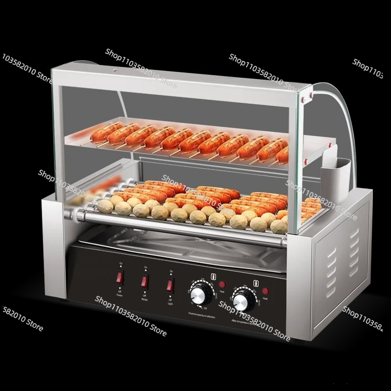 شواية هوت دوغ تجارية بـ 7 بكرا - مراجعة Hot Dog Roller Grill وسعره