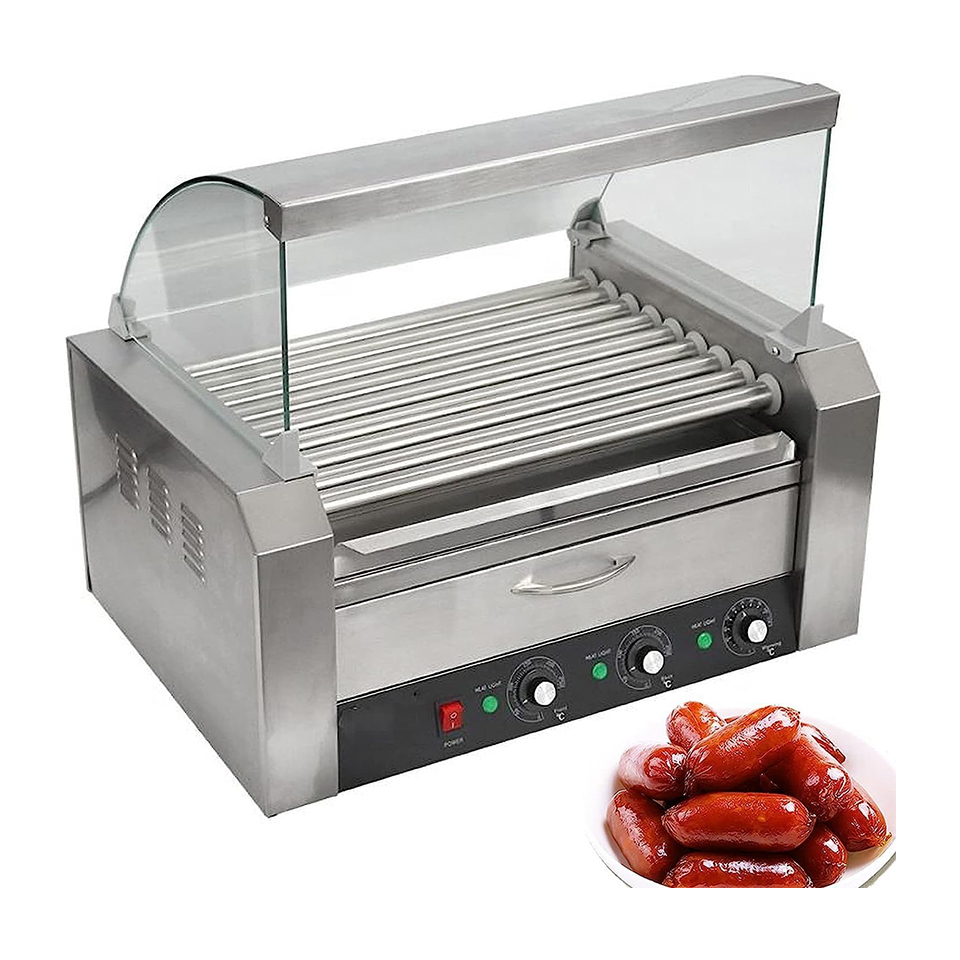 شواية هوت دوج تجارية HHD09A مع - مراجعة Hot Dog Roller Grill وسعره