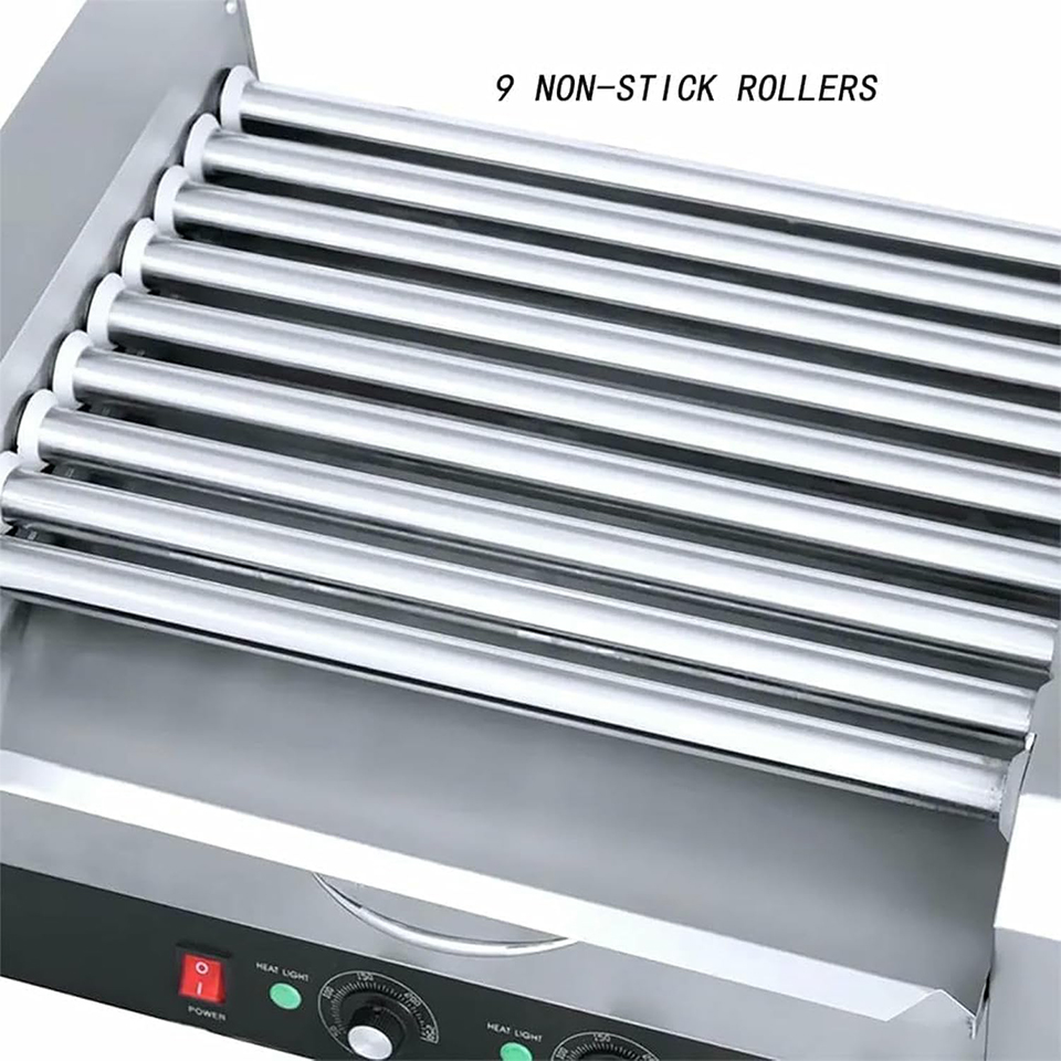 شواية هوت دوج تجارية HHD09A مع - مراجعة Hot Dog Roller Grill وسعره